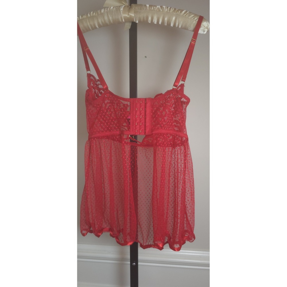 Seven Til Midnight Midnight Women's M Red Lace‎ Lingerie push up bra sheer lace - Picture 10 of 15